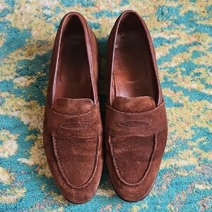 Paul Stuart Stuart's Choice Brown Suede Penny Loafers Made In England Size 8D